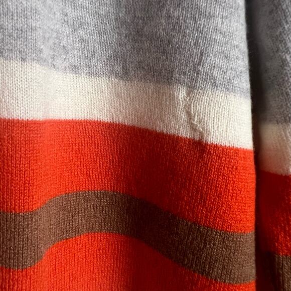 Eleventy Gray Red Striped 100% Cashmere Crewneck Pullover Sweater Size Large - Picture 12 of 12